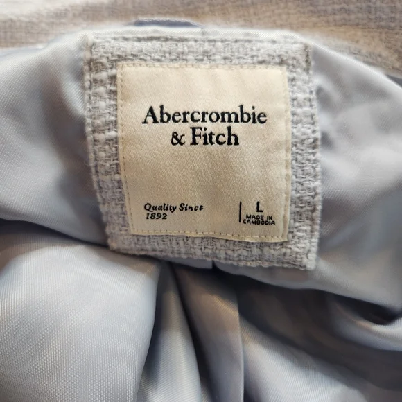 Abercrombie & Fitch Blue Tweed Cropped Blazer Size Large - Picture 4 of 7